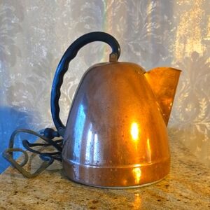 Vintage Copper Electric Kettle with Black Handle